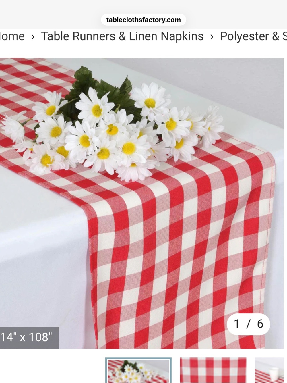 Red Gingham Tablecloth runners, overlays, and napkins - Polyvinyl - Picture 8 of 10